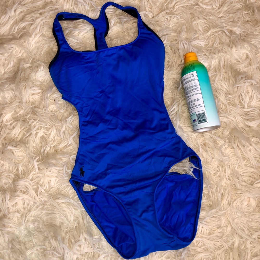 Polo Modern Blue Cutout One Piece Swimsuit